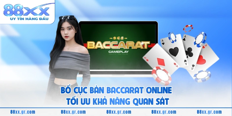 Baccarat Online 88XX - Trải Nghiệm Đẳng Cấp Minh Bạch Bố cục bàn Baccarat online tối ưu khả năng quan sát